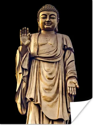 Produktbild von MuchoWow® Poster Buddha - Gold - Statue 60x80 cm - Schlafzimmer Dekoration
