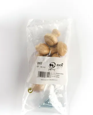 Image de Lot de 6 boutons de meuble Rond bois verni H.32 x l.30 x P.30 mm