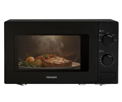 Produktbild von Tomado TMS2003B – Solo-Mikrowelle – 20 Liter – 5 Leistungsstufen – 700 Watt – Innenbeleuchtung – Schwarz