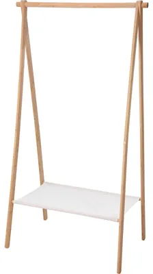 Image de Etagère à vêtements en bambou + étagère textile, 86 x 57 x 155 cm