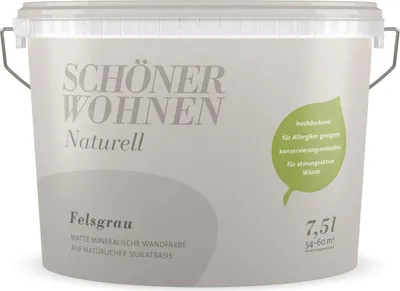 Produktbild von Schöner Wohnen Naturell Mineral-Wandfarbe 7,5 L Farbwahl, Farbe:Felsgrau