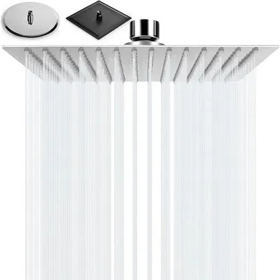 Immagine prodotto di Soffione doccia a pioggia da 12 pollici - Soffione doccia quadrato ultrasottile in acciaio inossidabile 304 - 30x30 cm