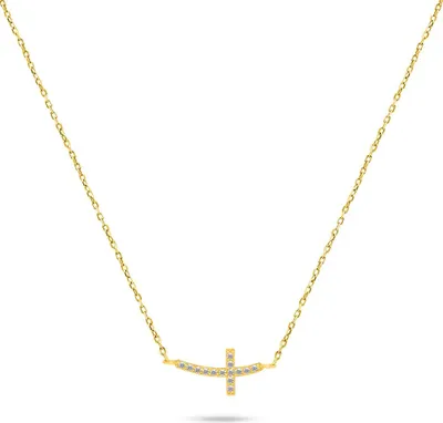 Immagine prodotto di Collana con croce placcata oro e zirconi NCL57Y