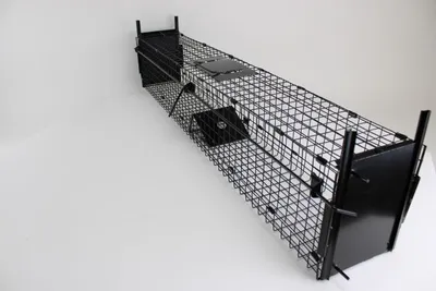 Immagine prodotto di Campo24 martora trappola a trappola a filo vivo-105x16x20cm, doppio ingresso, maniglia di protezione, sportello a calci - ideale per martore, ratti, ghiri