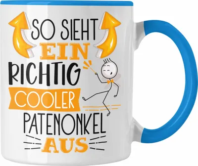 Produktbild von Trendation - Patenonkel Tasse Geschenk So Sieht Ein RIchtig Cooler Patenonkel Aus Geschenkidee Lustiger Spruch Geburtstag Becher Kaffeetasse (Blau)