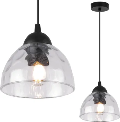 Immagine prodotto di Lampada a sospensione Venice a 1 luce con paralume in vetro trasparente E27