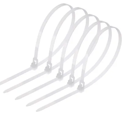 Immagine prodotto di Fascette stringicavo riutilizzabili, 150 mm x 4,8 mm, resistenti ai raggi UV, colore bianco, confezione da 100 pezzi