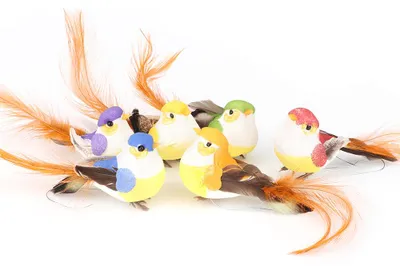Image de Lot de 12 jolis oiseaux artificiels à accrocher aux branches, pour la décoration de plantes et la décoration d'intérieur