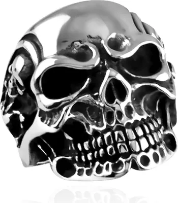 Produktbild von Totenkopf Ring Herren Edelstahl Biker Skull Gothic Massiv 62 - Ø 19,76 mm
