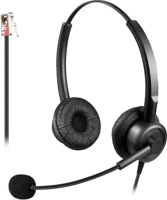 Obrázek produktu pro Sluchátka s mikrofonem RJ9 s potlačením šumu, kabelová telefonní sluchátka, kompatibilní s pevnými telefony VVX411, VVX410 a VVX400