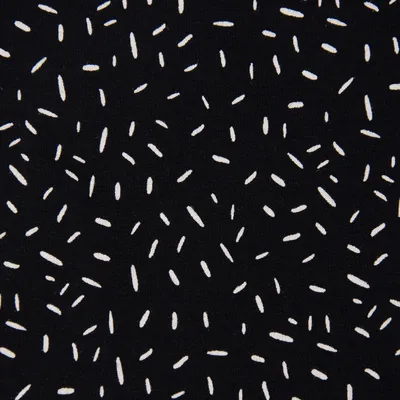 Produktbild von Baumwolljersey Stoff Meterware Konfetti Striche schwarz weiß 1,45m