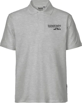 Produktbild von Huuraa Herren Polo Shirt Trainerin mit Herz L Sport Grey Bio Baumwolle Fairtrade Poloshirt Geschenkidee