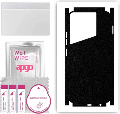 Produktbild von apgo Rückseite + Seiten Schutzfolie, Skin, kompatibel mit Tecno Pova 5, Hinten Displayschutzfolie aus Vinylfolie, kratzfest, einfache Montage - Mattschwarz