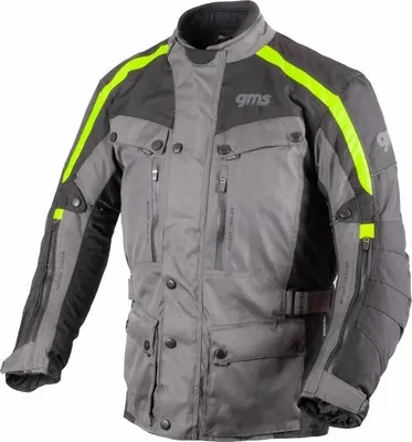 Imagen del producto de Chaqueta textil para motocicleta GMS, color gris//amarillo, talla M