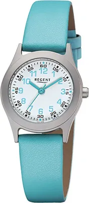 Produktbild von Regent Kinder-Armbanduhr türkis Analog F-1119 Leder-Armband D2URF1119