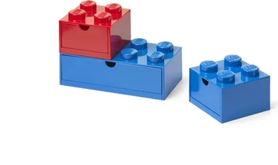 Obrázek produktu pro LEGO® stolní boxy se zásuvkou Multi-Pack 3 ks - červená, modrá