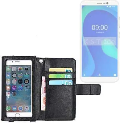 Produktbild von K-S-Trade Handy Hülle Schutz Hülle Kompatibel mit Wiko Y80 Case mit Displayschutz / Schutzfolie Flip Cover Wallet case Etui Hülle schwarz