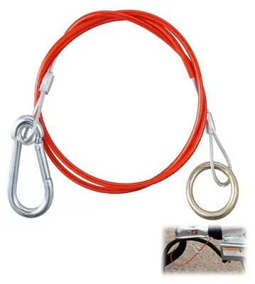 Immagine prodotto di Corda di sicurezza da 1 metro, colore rosso, con gancio a moschettone e terminale a forcella, per rimorchi e caravan