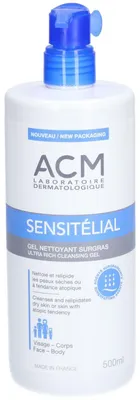 Zdjęcie produktu dla Laboratoire ACM, Sensitelial, żel pod prysznic o działaniu oczyszczającym, do skóry bardzo suchej i potencjalnie wrażliwej, skłonnej do atopii, 500 ml