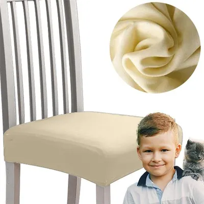 Produktbild von Elastischer Sitzbezug für Stuhl in Creme – Glatt und formstabil