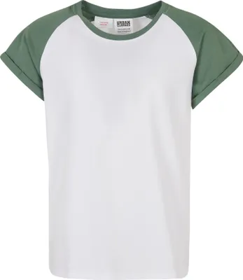 Image de Urban Classics Girls Contrast Raglan Tee blanc/salvia - 110/116