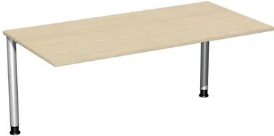 Produktbild von Schreibtisch höhenverstellbar, beidseitig zurückgesetzt, 1600x800x680-800, Ahorn/Silber