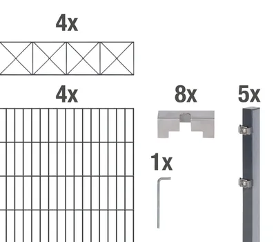 Produktbild von Alberts Doppelstabmattenzaun Nexus, Höhe 100 cm, Länge 8 m, 2 m Matte, anthrazit, zum Einbetonieren