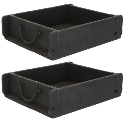 Produktbild von Novaliv 2x Holzkiste Vintage Schwarz 30 x 25 x 8 cm Alte Ziegelform Holz Groß Allzweckkiste aus recyceltem Altholz Jede Form EIN Unikat – Vintage Kiste Deko