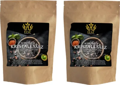 Produktbild von HAF 2 x 1 kg Schwarzes Kristallsalz 2–5 mm | Kala Namak | 100% Natürlich, Handabgebaut, Unraffiniert | Steinsalz aus Pakistan | Ideal zum Kochen