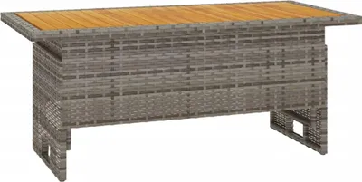 Obrázok produktu pre vidaXL Záhradný stôl Grey 100x50x43/63 cm Akáciové drevo a polyratan