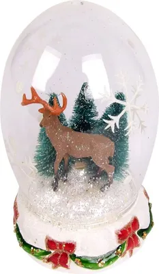 Image de BURI Décoration en verre de Noël Boule de neige Décoration de Noël Décoration d'hiver Cerf Sapin