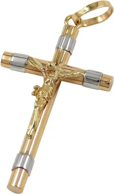 Produktbild von Anhänger 25x14mm Kreuz-Jesus bicolor rhodiniert 9Kt GOLD