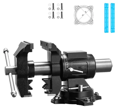Produktbild von SucceBuy Schraubstock Drehbar mit 140 mm Backenbreite aus Sphäroguss, Universeller Werkbankschraubstock mit 360° Drehbarem Sockel und Kopf, 70 mm Spanntiefe, 125 mm Backenöffnung, Schwarz