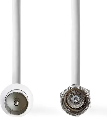 Produktbild von Nedis Satelliten- und Antennenkabel - F Stecker - IEC (Coax) Stecker - Vernickelt - 50 dB - 75 Ohm - Doppelt geschirmt - 1.50 m - Rund - PVC - Weiss - Label