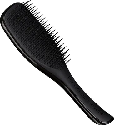 A black hairbrush is shown against a white background.