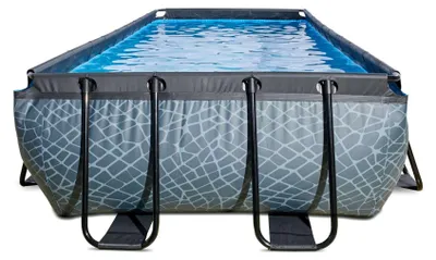 Produktbild von EXIT Stone Rahmenpool 540x250x100cm, Aufstellpool, mit Filterpumpe, Rechteckig, Grau