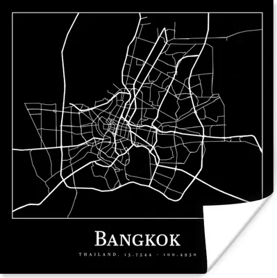Produktbild von MuchoWow® Poster Bangkok - Karte - Stadtplan 100x100 cm - Babyzimmer