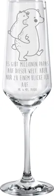 Produktbild von Mr. & Mrs. Panda Glas Papa Bär - Transparent - Geschenk, Sektglas, graviert, Trinkglas, Champagnerglas, Vorbild, Bruder, Vatertag, Sektflöte