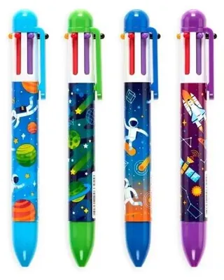Image de Stylo à bille 6 en 1 « Astronautes » - Ballons colorés
