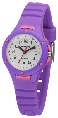 Produktbild von SINAR Jugenduhr Armbanduhr Analog Quarz Mädchen Silikonband XB-17-7 Violett Rosa