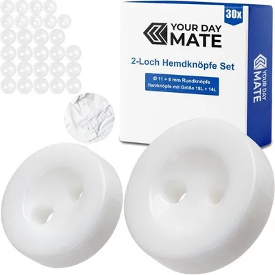 Obrázek produktu pro Plastové knoflíky 11+8 mm, bílé, 30 kusů