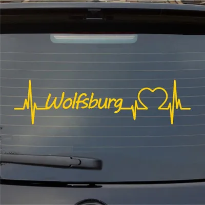 Produktbild von Heckscheibenaufkleber Wolfsburg Herzschlag Puls Stadt Liebe 55x14 cm Gelb Auto Aufkleber Sticker