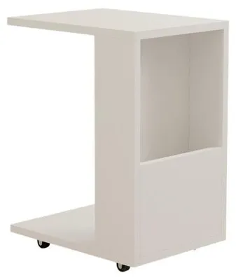 Image de Table d'appoint en Bois MDF blanc - L 30 × P 40 × H 50 cm - Style Scandinave