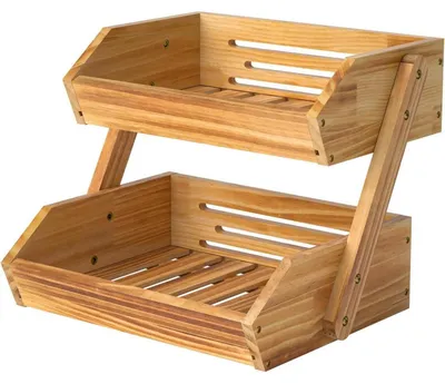 Immagine prodotto di Cestino per frutta, 2 ripiani, legno di pino, altezza 27 cm, dimensioni 30,5 x 21 cm / 30,5 x 25 cm