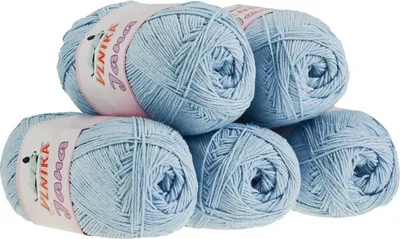 Produktbild von 5 x 100g Strickgarn Jana Häkelgarn Strickwolle Häkelwolle, Farbauswahl, Farbe:babyblau