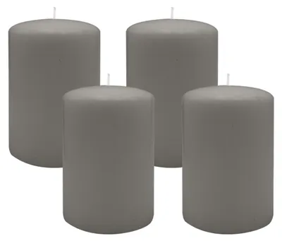 Produktbild von Flachkopf-Stumpenkerzen Grau 80 x Ø 50 mm, 4 Stück