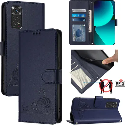 Image de Etui en cuir pour Xiaomi Redmi Note 11s / Note 11 4G / Note 12S 4G, étui en cuir pour Xiaomi Redmi Note 11s / Note 11 4G / Note 12S 4G, étui en cuir avec fonction stand et portefeuille bleu