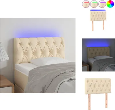 Produktbild von vidaXL LED Kopfteil Creme 80x7x78/88 cm Stoff -  Kopf- & Fußenden