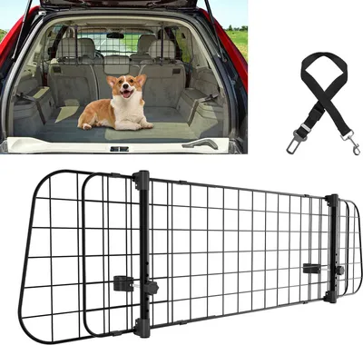 Produktbild von hundegitter auto Nimm 3 stacheldraht verstellbare Breite verstellbar von 90-145 cm Für hunde schwarz