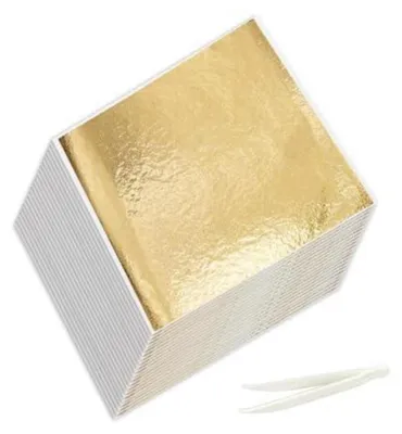 Productafbeelding van Goudfolie knutselset, 200 vellen van 14x14 cm, met pincet, voor decoratie en vergulding